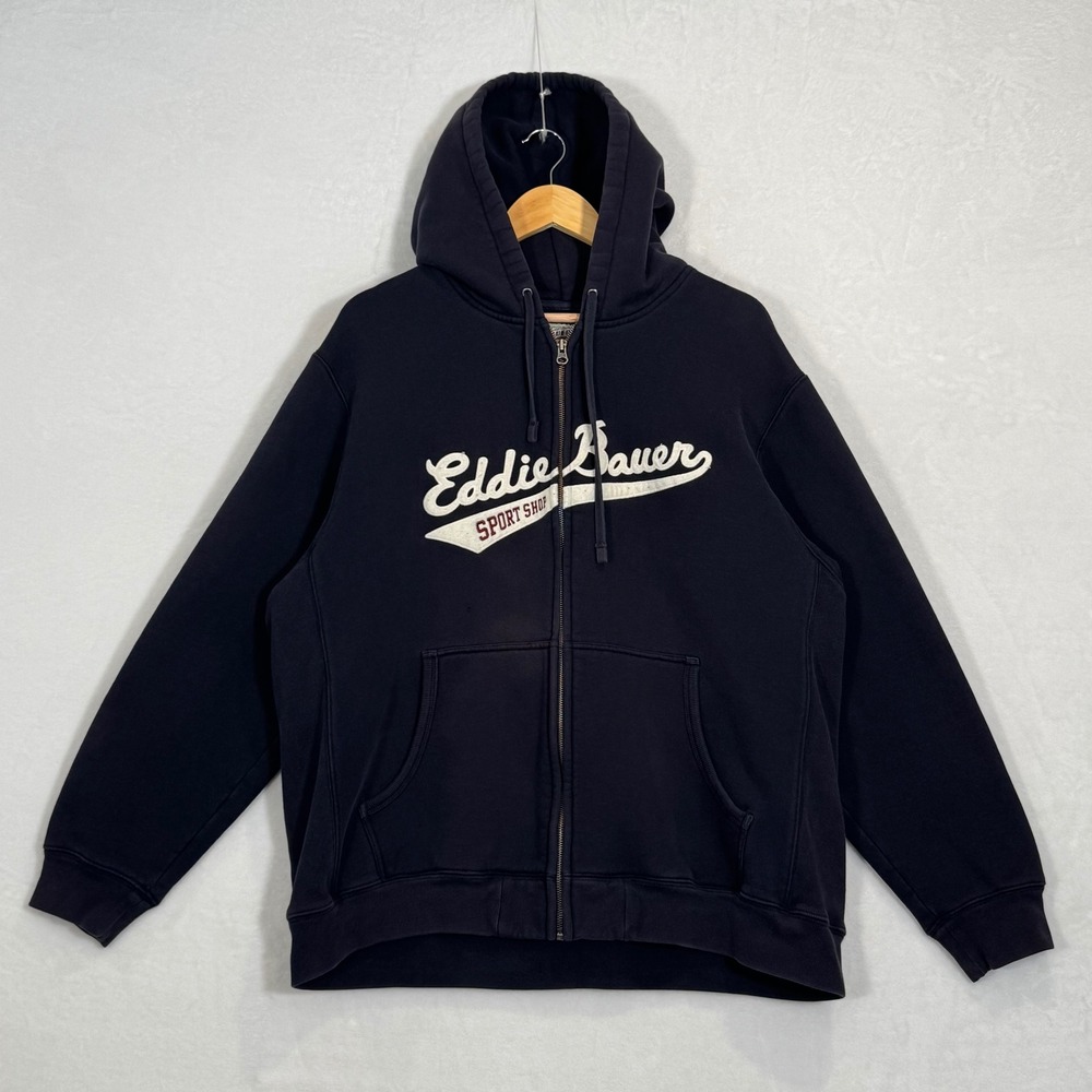 Vintage 90s Eddie Bauer Navy Blue Full Zip Hoodie XL